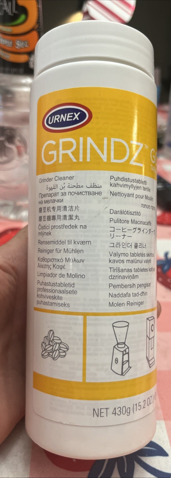 Urnex Grindz Professional Coffee Grinder Cleaning G01 Tablets 430g USA Made.