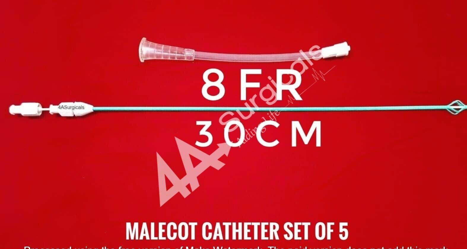 4A Malecot Size 8FR/30CM Urology Set of 5 Sterilised (premium)