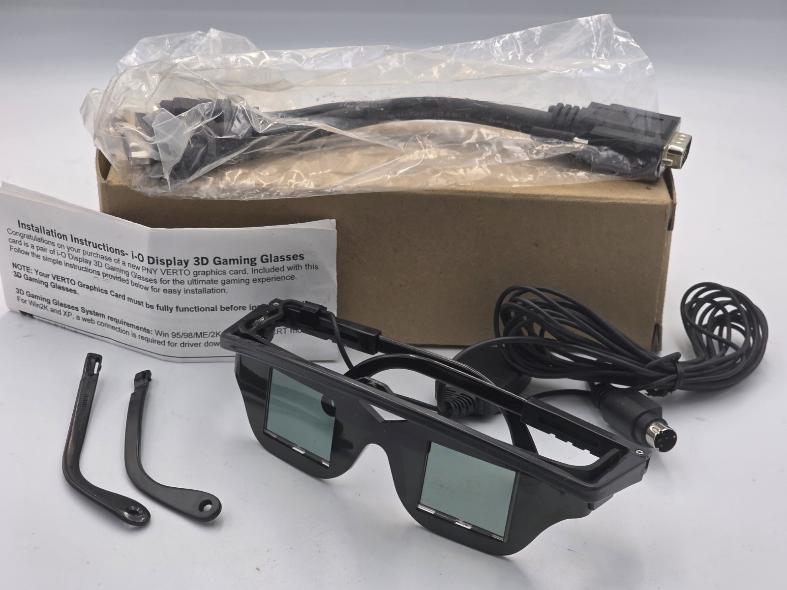 PNY VERTO i-O Display 3D Gaming Glasses NVIDIA Stereo LCD Shutter CRT Vintage!!!