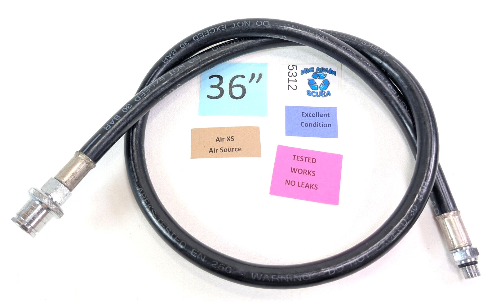 Oceanic Air XS Ocean Reef Easy Release Inflator Hose Air Source 36" Scuba Diving