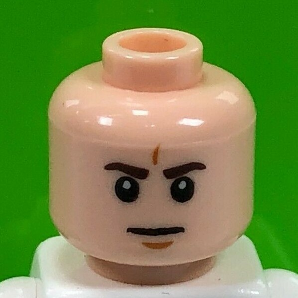 LEGO Minifigure Light Flesh HEAD Male Dark Brown Eyebrows Frown White Pupils