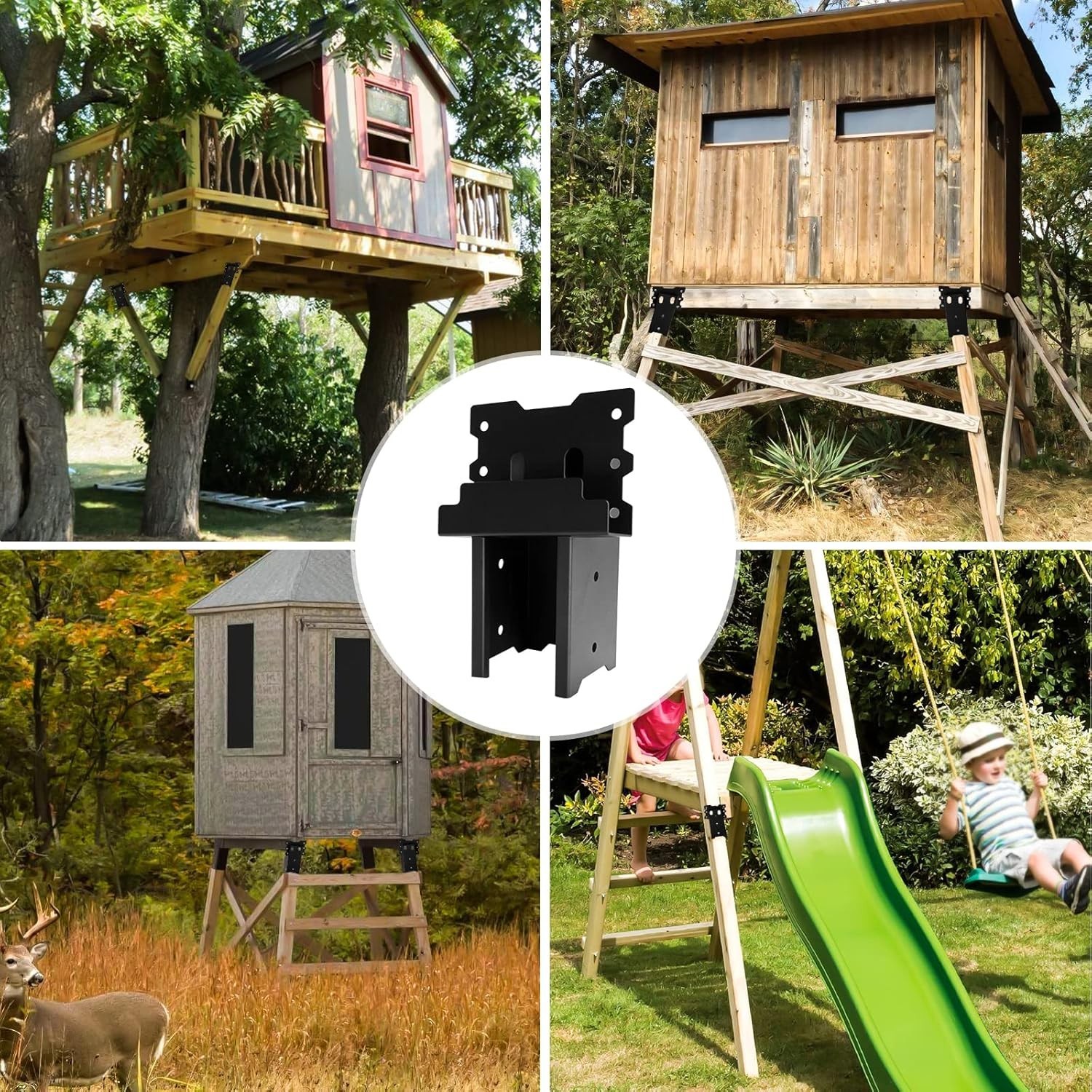 4 Pack Multi-Use Outdoor Compound Angle Brackets for Tree Houses