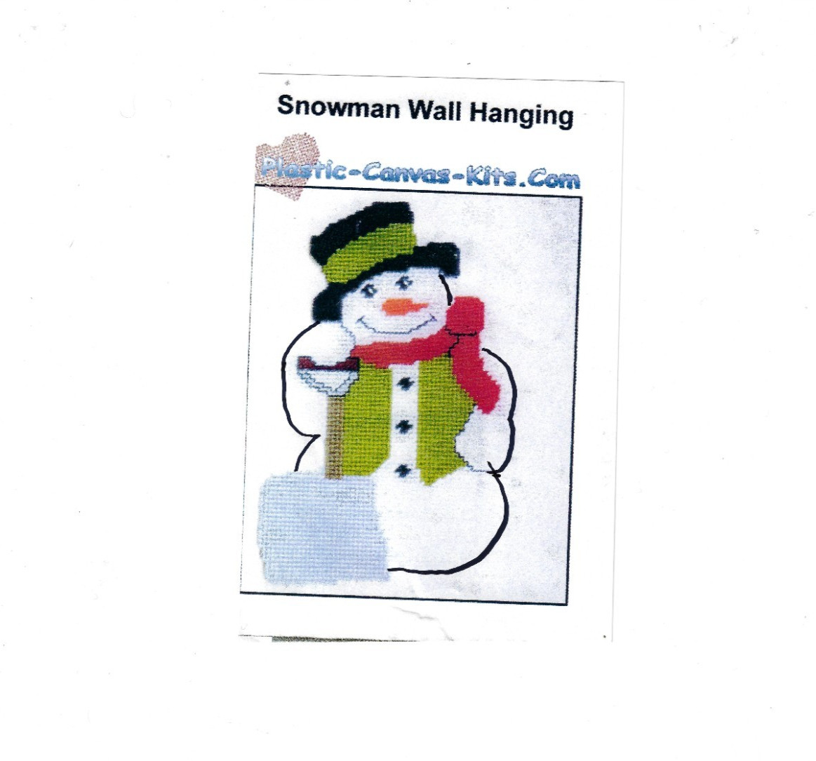 SNOWMAN w/ SHOVEL WALL HANGING   plastic canvas  PATTERN (#TF0598)