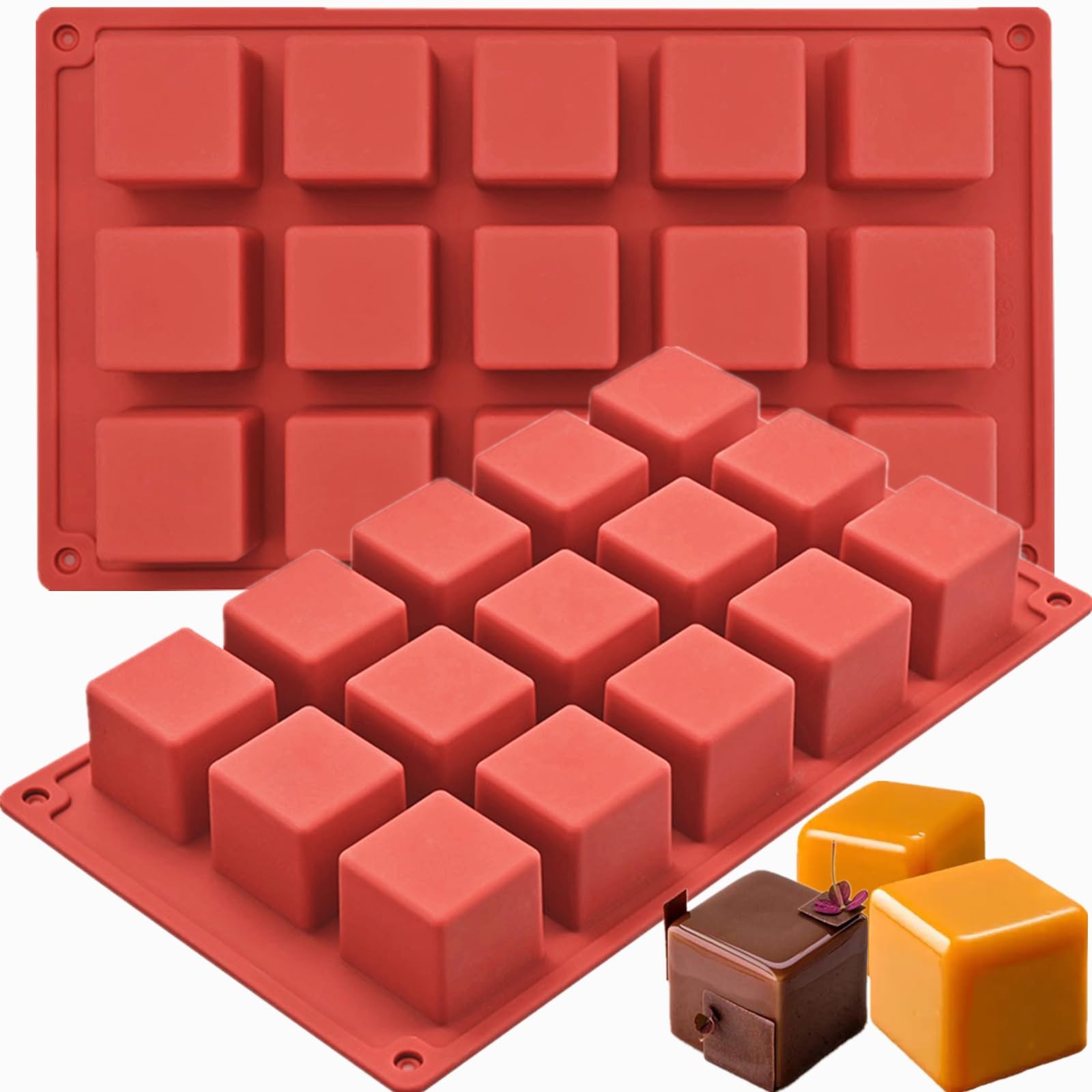 JOERSH Cube Cake Silicone Mold | 1.2" x 1.2" x 1.2" 3D Square Silicone Molds for