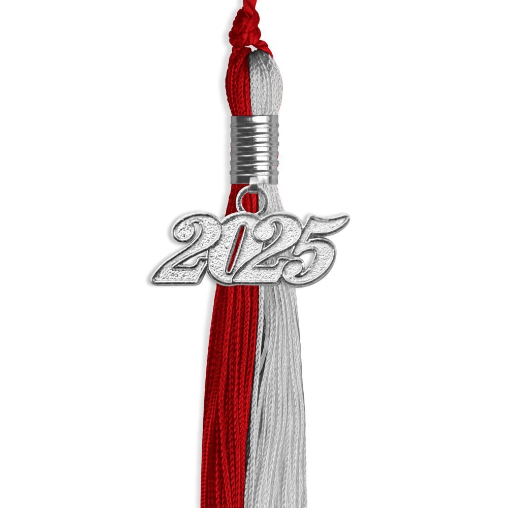 Endea Graduation Red/Grey Tassel With Silver Date Drop
