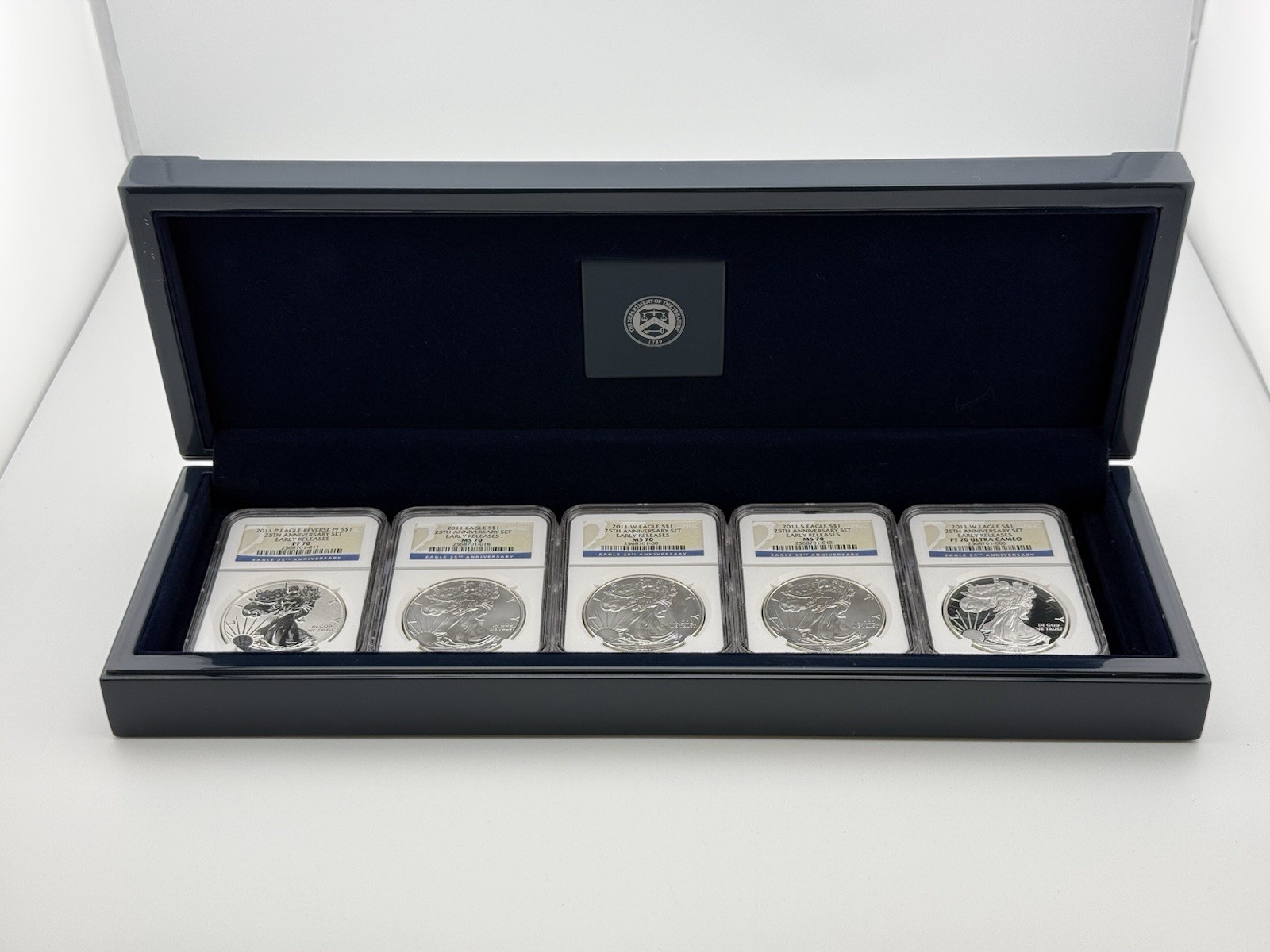 2011 American Silver Eagle 25th Anniversary Set (5) Coins NGC MS/PF70