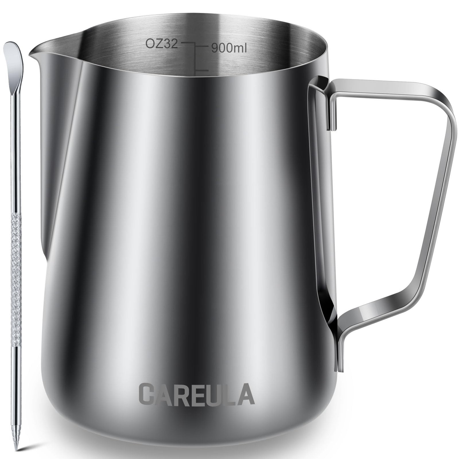 32oz Stainless Steel Milk Frothing Pitcher with Decorating Latte Art Pen