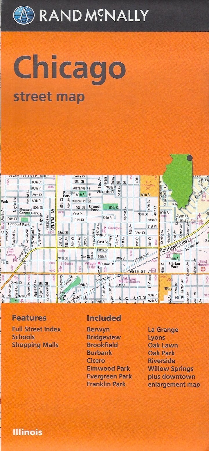 Chicago, Illinois, Folded Street Map, by Rand McNally