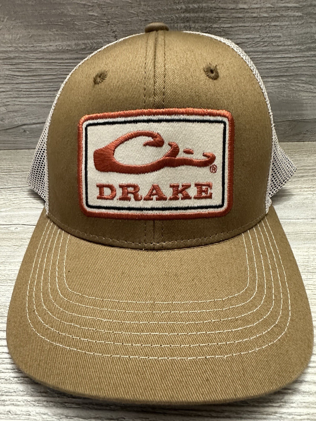 Men's Drake Waterfowl Logo Patch Mesh Trucker Cap Snapback Hat Hunting Outdoors!