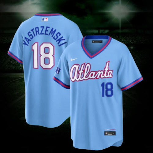 Mike Yastrzemski #18 Braves Powder Blue City Connect Stitched Jersey "All Sizes"