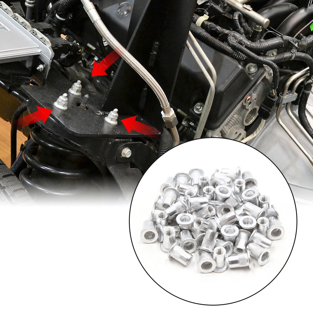 60pcs Aluminum Alloy Flat Head Rivet Nut Insert for Car