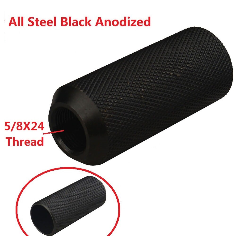 New All Steel Muzzle Brake Tube 1/2x28 1/2x36 5/8x24 5/8x32 TPI Threaded, Black