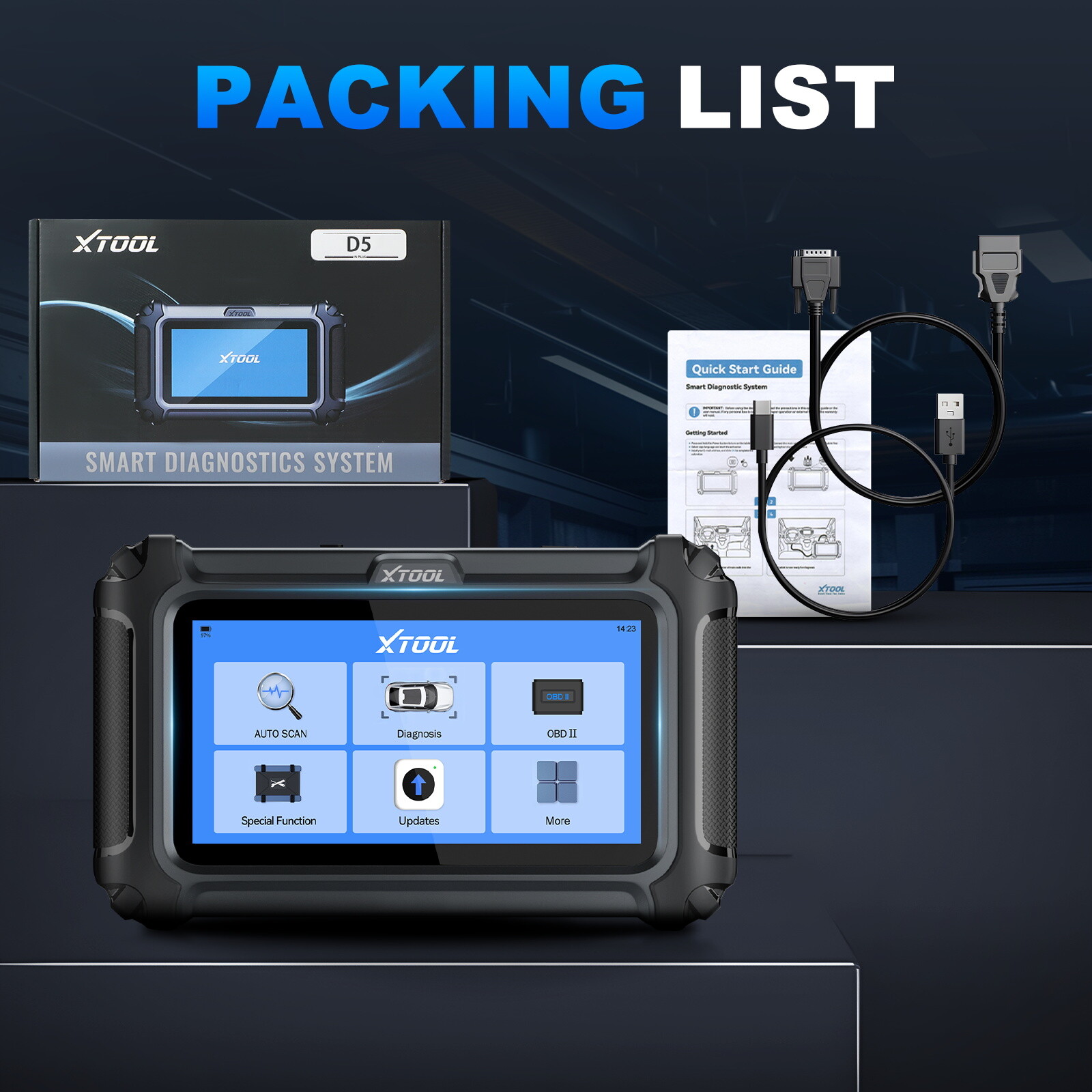 NEW XTOOL D5 Car OBD2 Scanner TCM ABS SRS Engine Code Reader Diagnostic Tool FCA