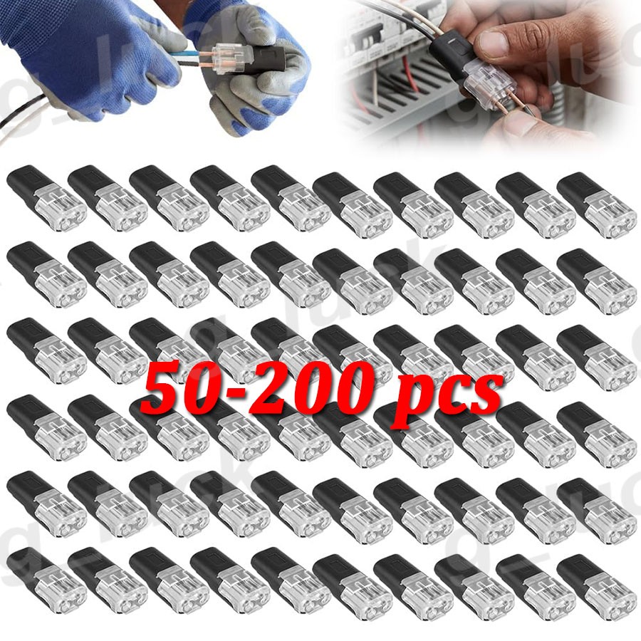 200Pcs Double Wire Plug-In Connectors 2 Pin Plug Electric Wire Snap Connectors