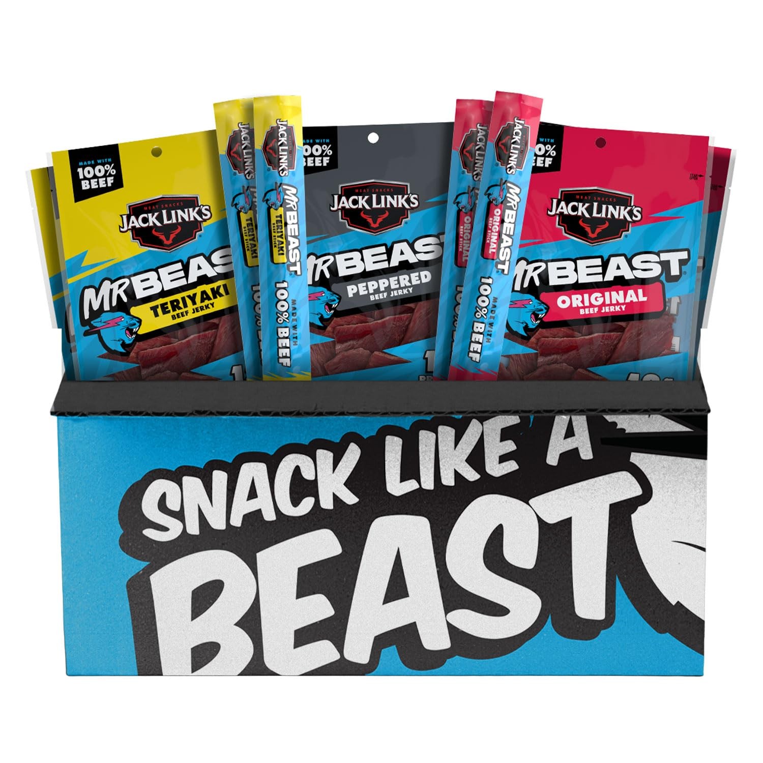 Jack Link’s x MrBeast Beef Jerky Variety Box, As Seen on Beast Games, Made wi...
