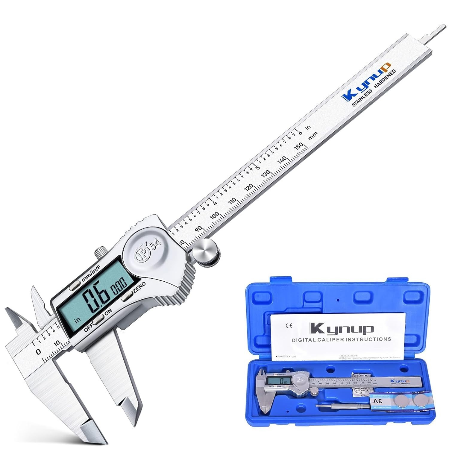 Versatile Digital Caliper 6 Inch - Splash Proof, Large LCD, 3 Units Conversion