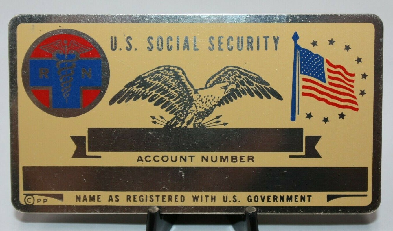 Metal Registered Nurse RN Social Security ID Card Custom Engraved [080CHR]