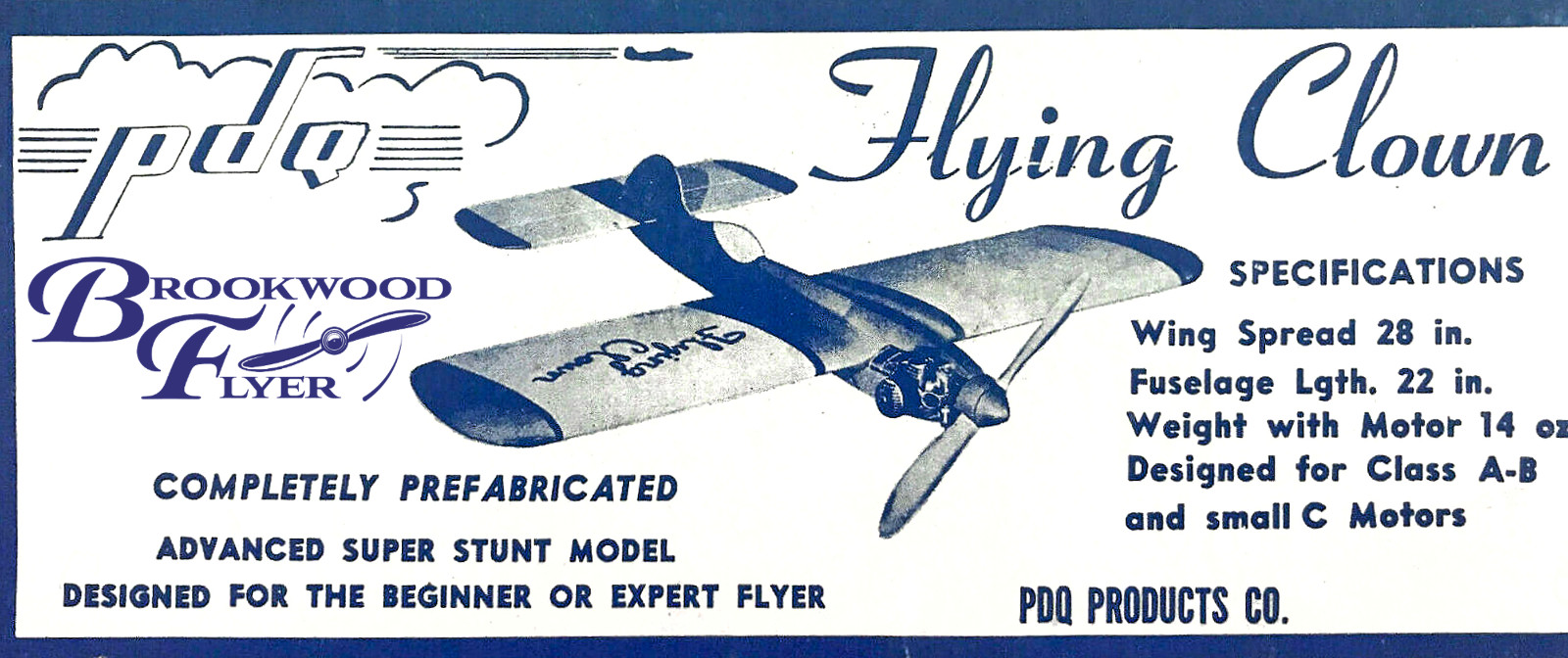 Vintage FLYING CLOWN PLAN + MY PERSONAL NOTES for OT Stunt UC Model Airplane