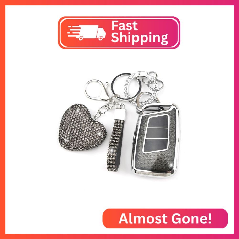 YIKECASE Key Fob Cover with Diamond Keychain Car Key Holder Compatible with VW V