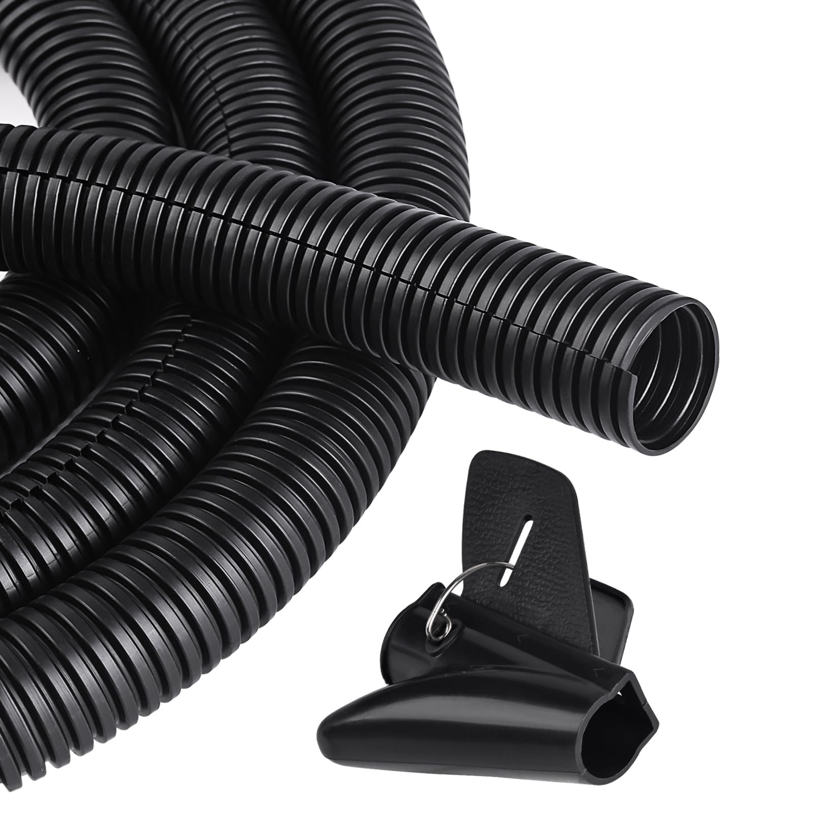 25ft - 1/2 inch Flame Retardant Split Wire Loom Tubing with Installation - Black