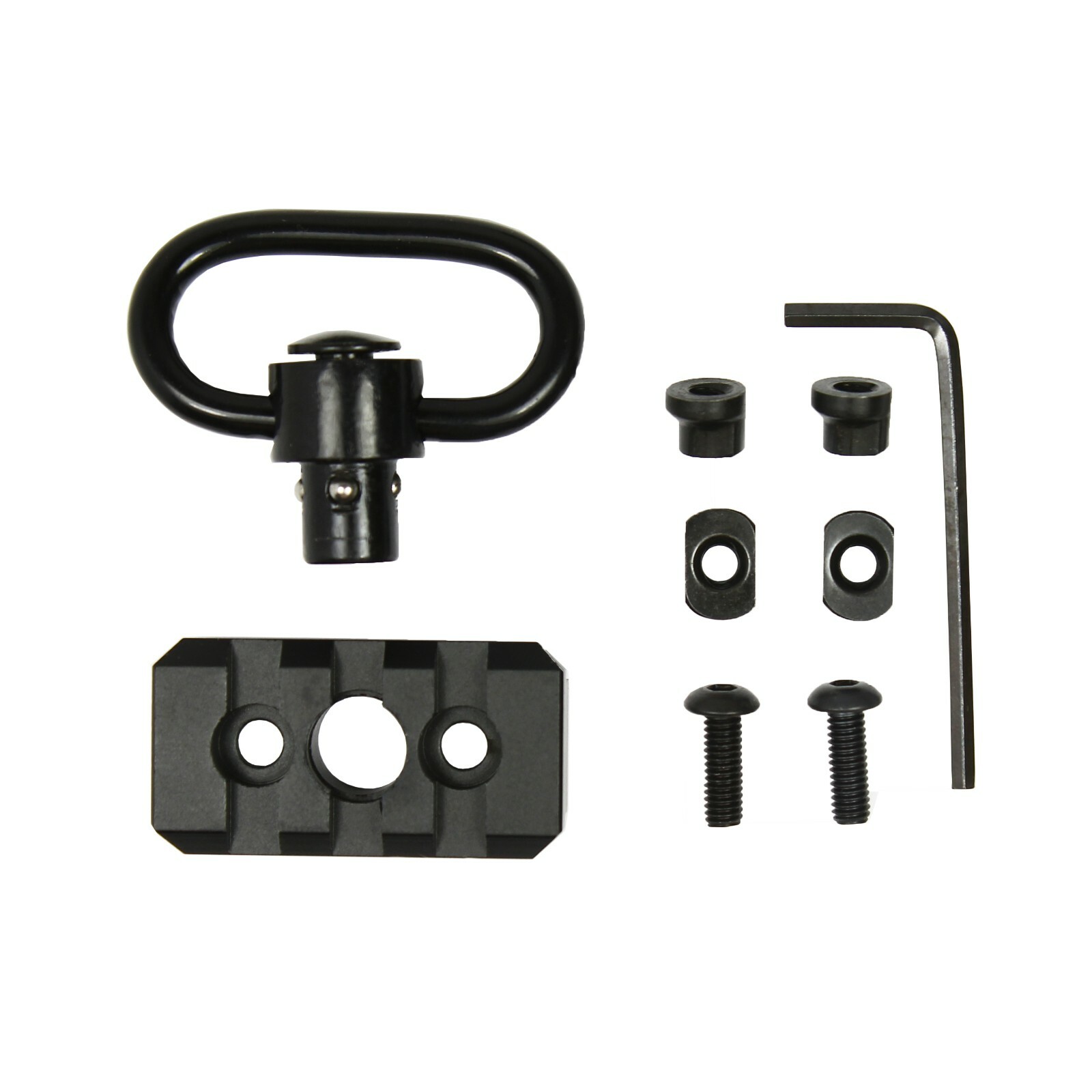 Keymod & M-LOK 3 Slot Picatinny Rail Section with QD Push Button Sling Swivel