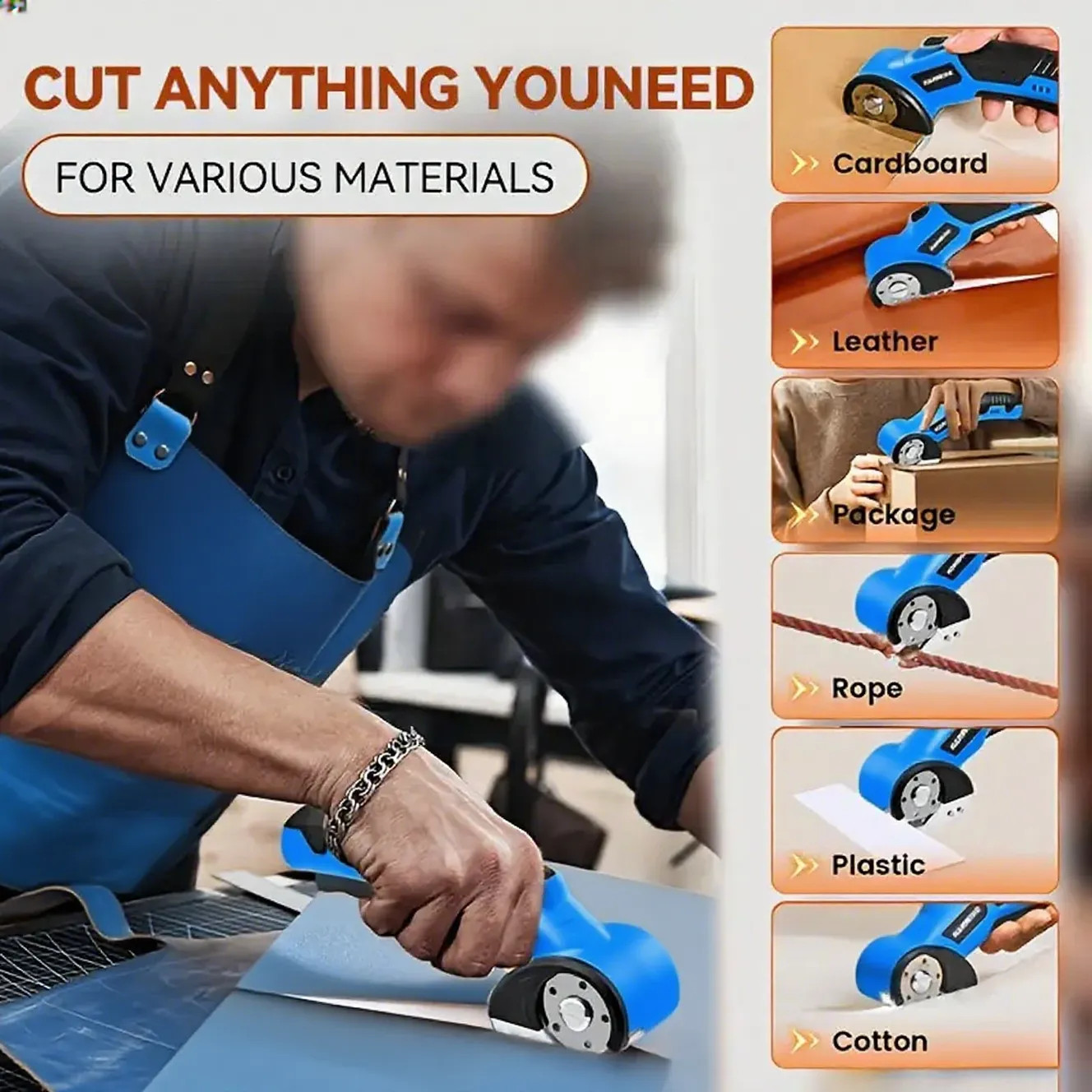 Cordless Electric Scissors Rechargeable Box Cutter Fabric Carpet Leather Craft
