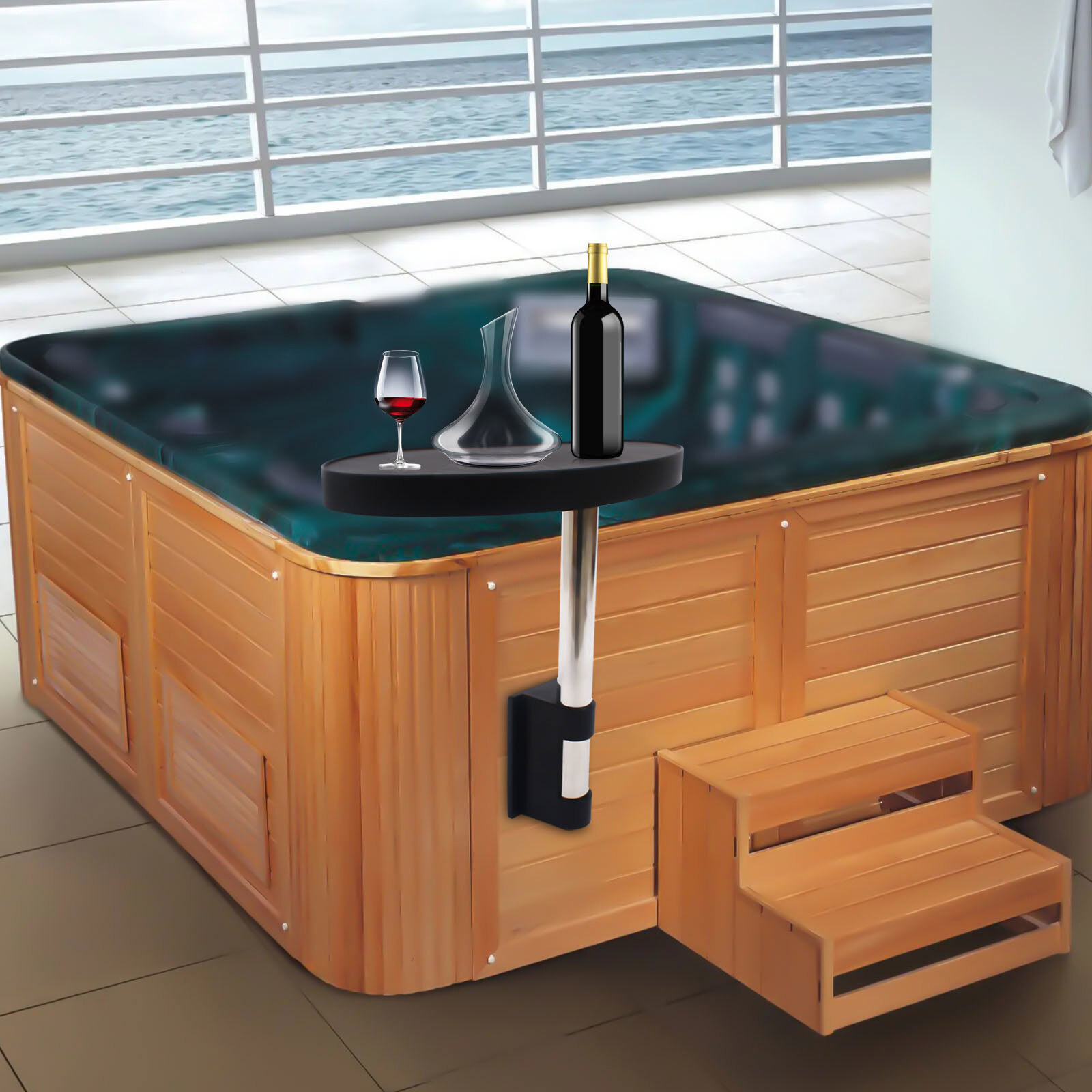 360° Rotation Spa Caddy Side Table Tray Spa Tray Table Keep Snack Large Capacity