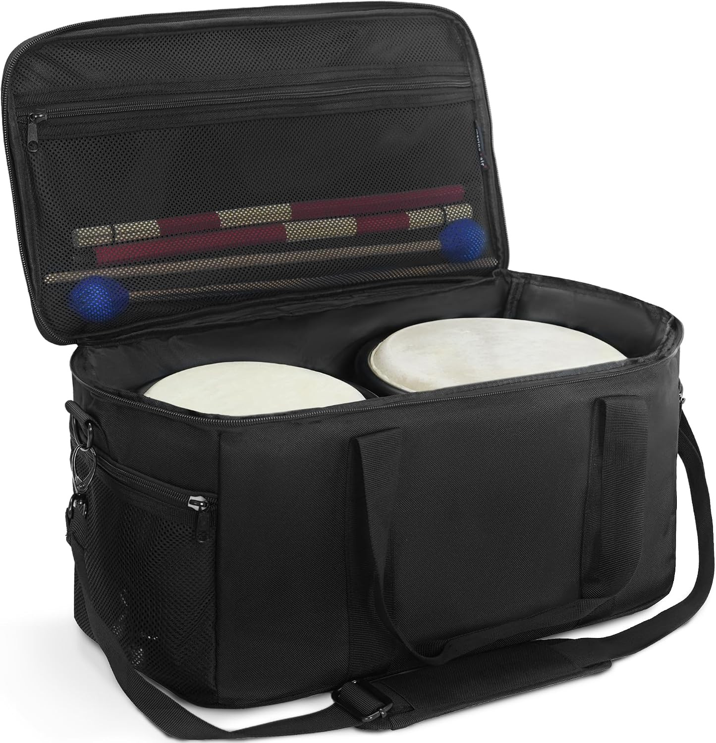 Bongo Drum Bag — Standard Size — 3 Extra Pockets for Accessories, Removable