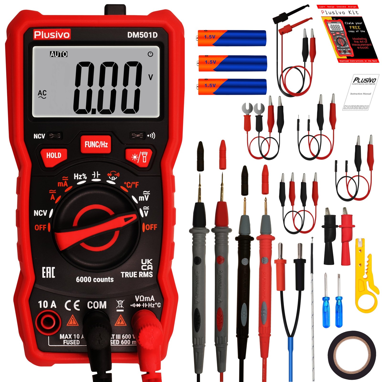 Multimeter 6000 Counts Digital Multimeter Auto Ranging TRMS AC DC Voltmeter O...