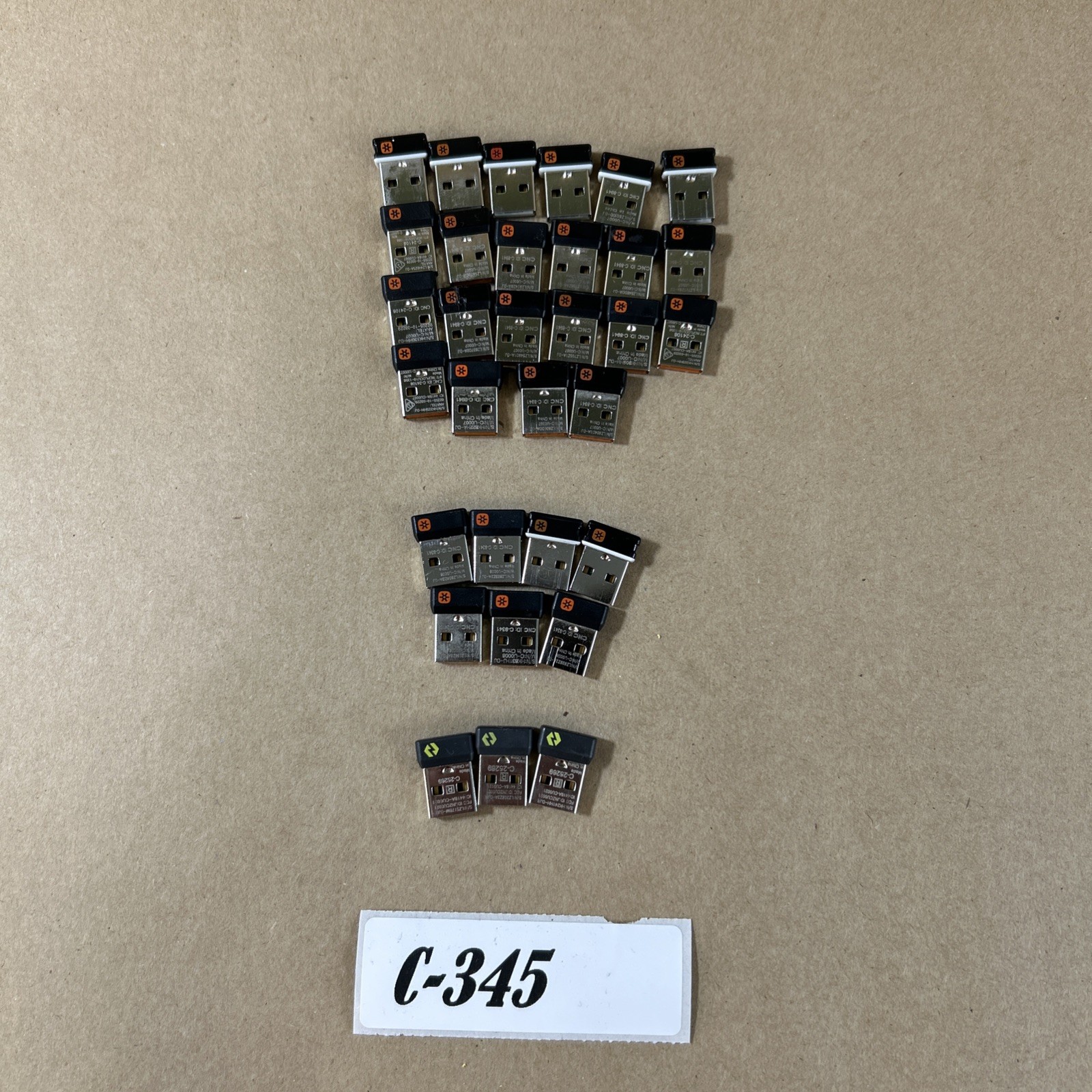 Lot of 32 Logitech USB Receivers Unifying & Logi Bolt C-U0007 C-U0008 C-U0021