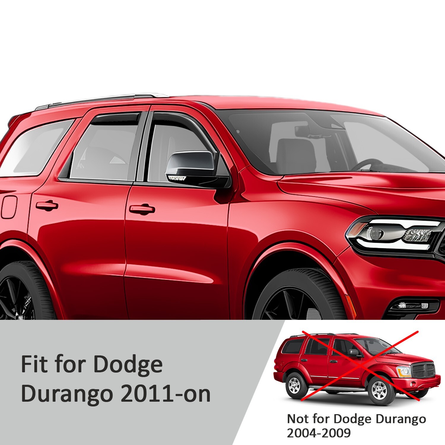 For 2011-2026 Dodge Durango Shatterproof Rain Guards Vent Visors Shade