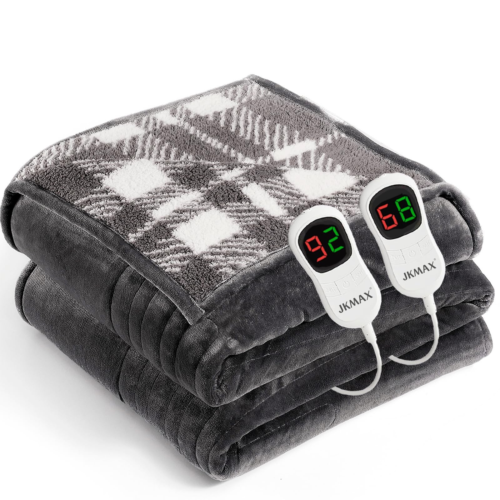 Heated Electric Blanket Queen Size - 84"x90" Flannel Heating Blanket with 10 ...
