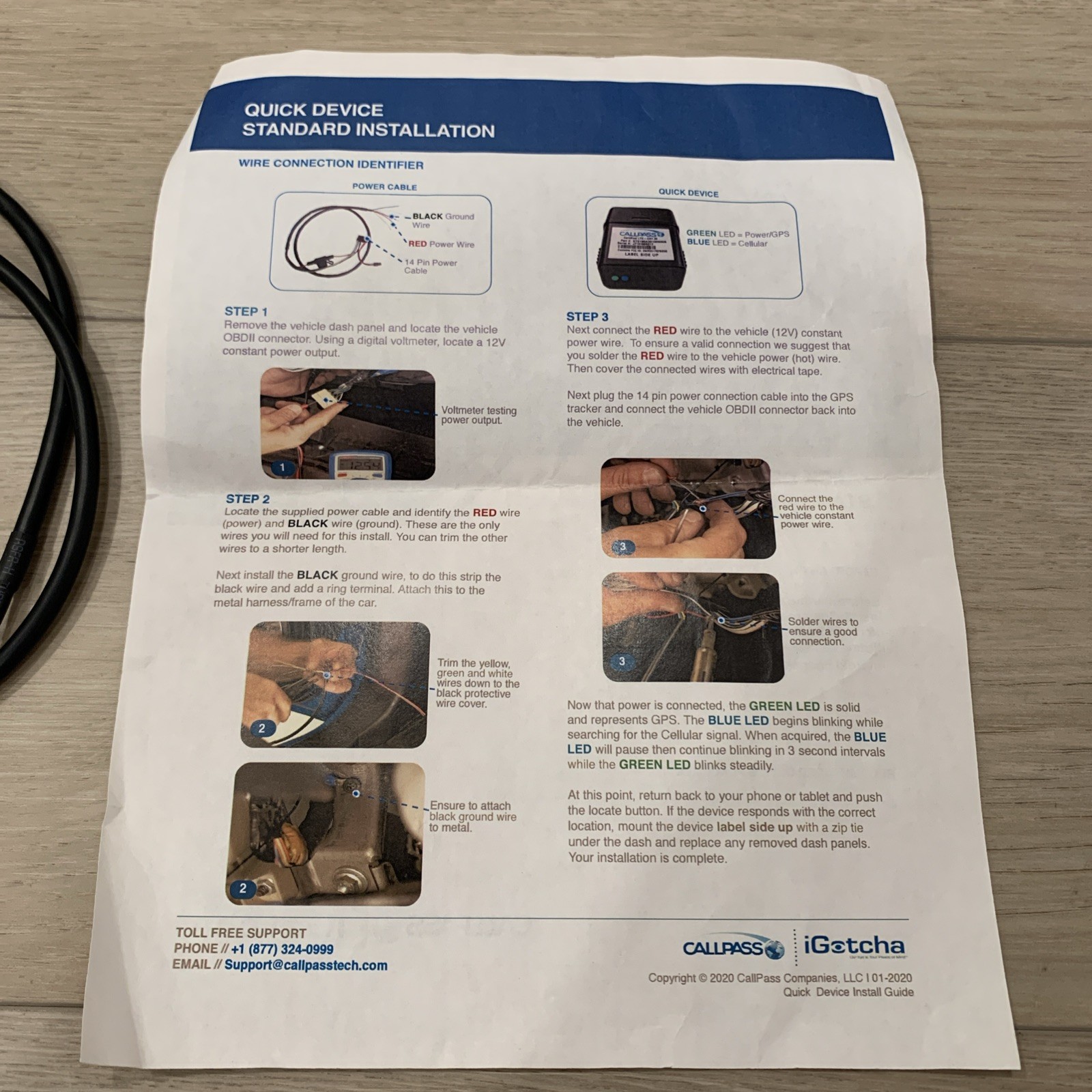 CallPass Quick Device GPS Vehicle Tracker with Original Wiring Harness NOS