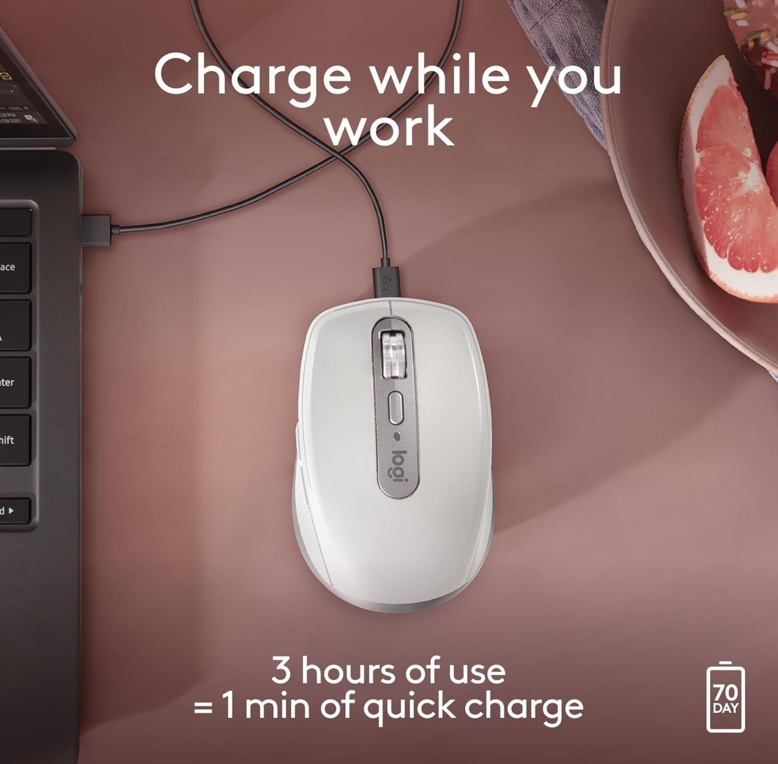 Logitech MX Anywhere 3S Bluetooth Mouse for MAC - Pale Grey