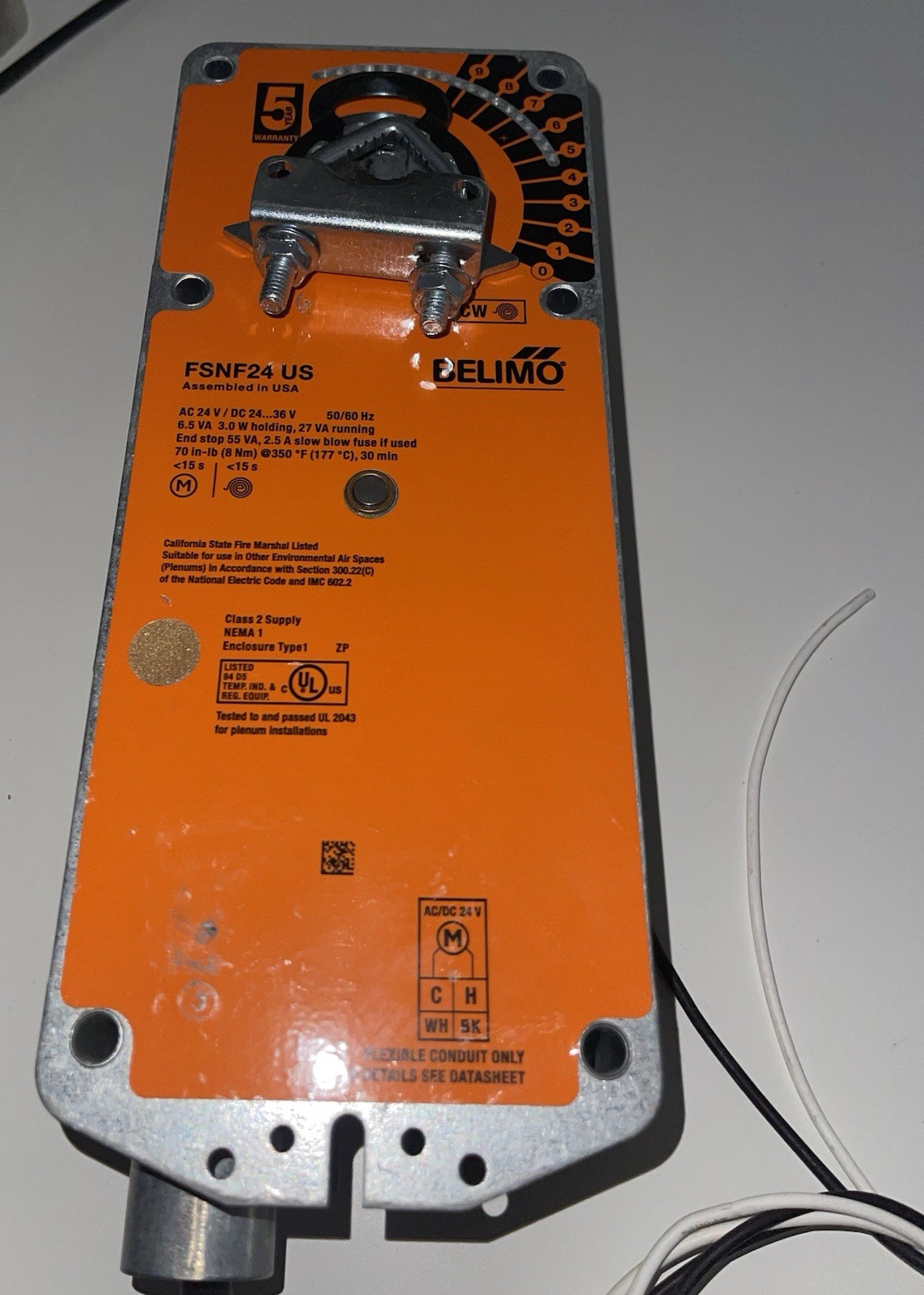 Belimo FSNF24 US, Spring Return Actuator, ON/OFF Control, 24VAC or 24-36VDC