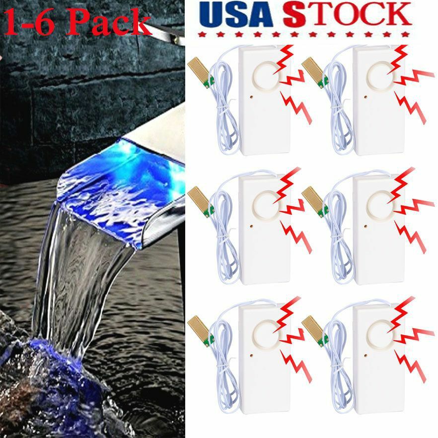 1/3/6X Water Leak Alarm Flood Level Overflow Detector Sensor Home Security Alert