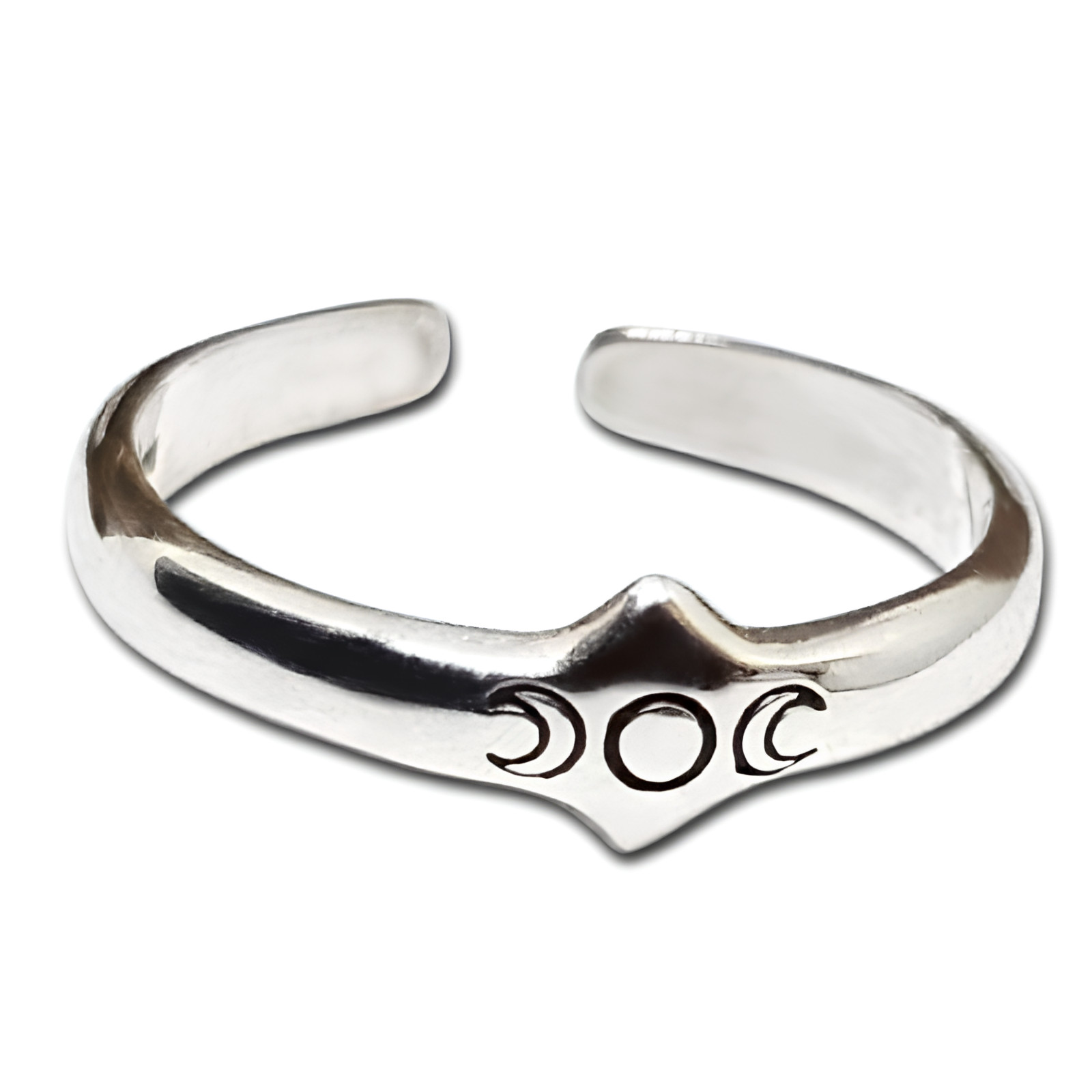 Triple Moon Toe Ring Goddess 925 Silver Ethnic Bohemian Adjustable Jewellery