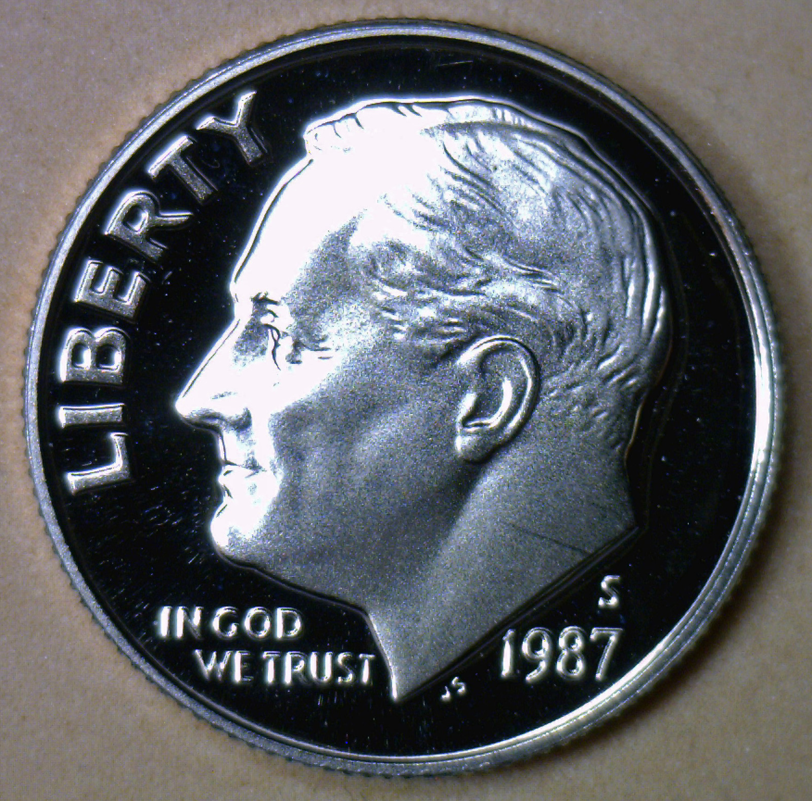 1987 S Proof Roosevelt Dime Ten-Cent Coin 10c