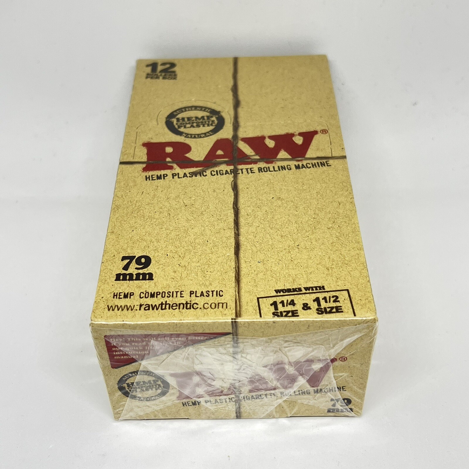 Raw 79mm Rolling Machine Roller Hemp composite Plastic Display/Retailer Box 12ct