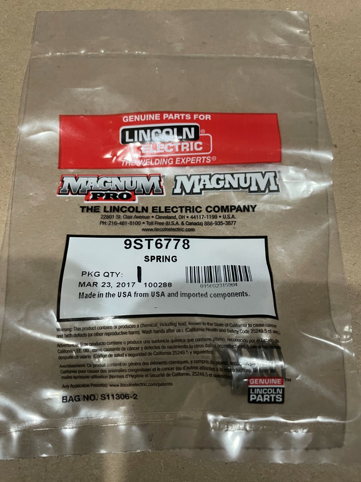 Lincoln T6778 Spring Assembly