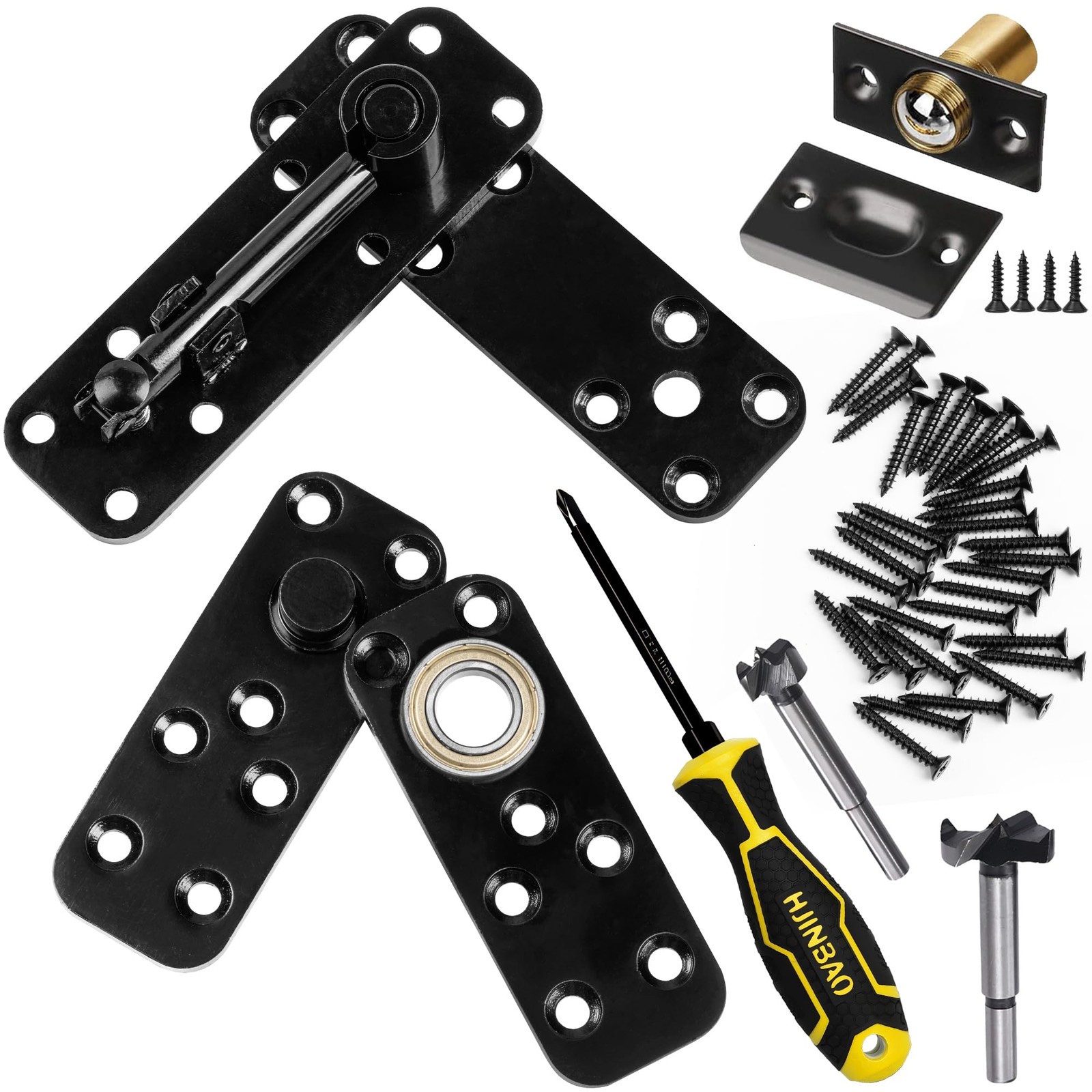 1 PCS Black Hidden Door Pivot Hinge 570 LBS 360 Rotation Steel Hardware Set
