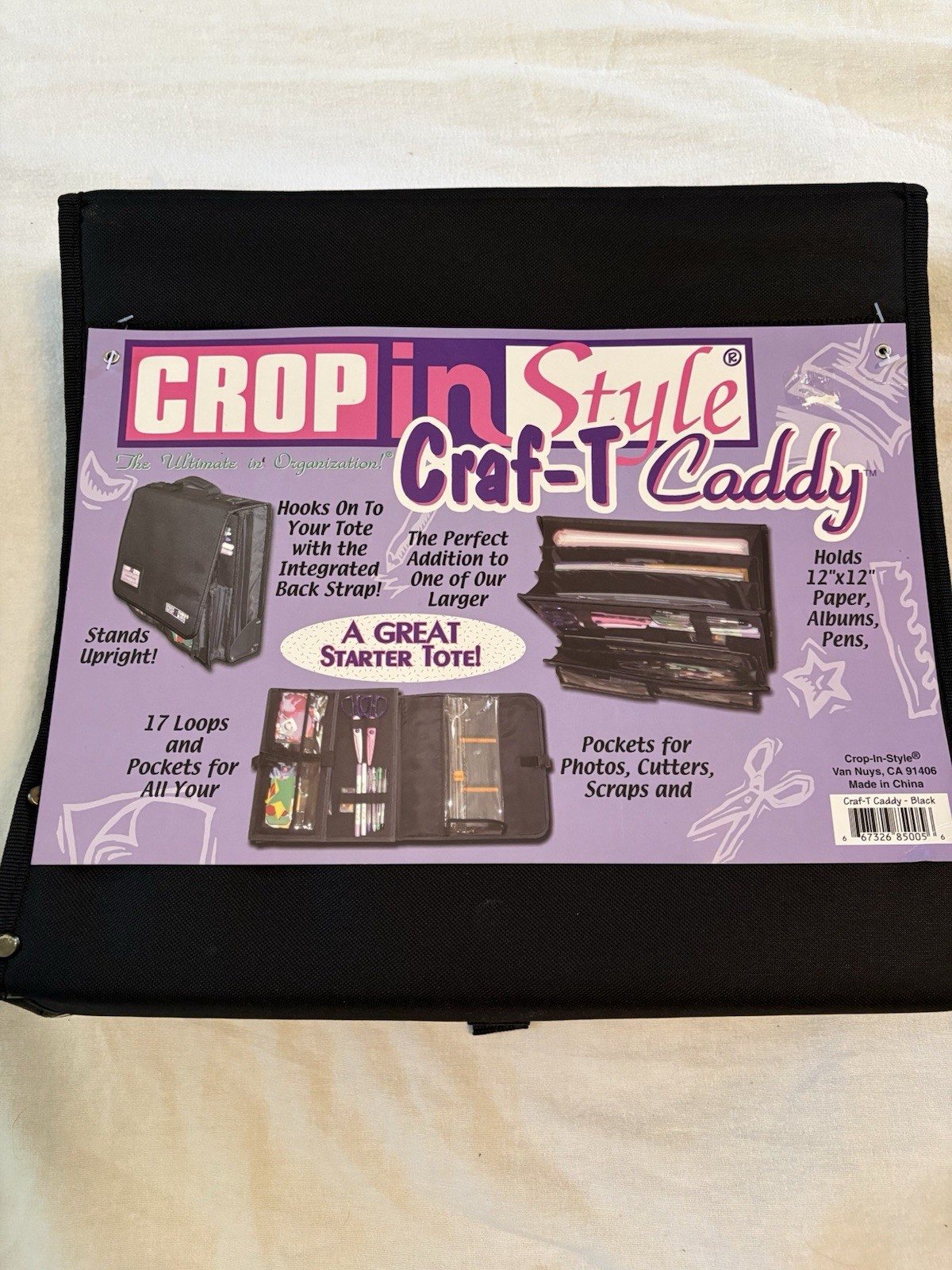NEW Crop In Style Craft Craf-T Caddy Storage Tote Bag Black Scrapbook Organizer