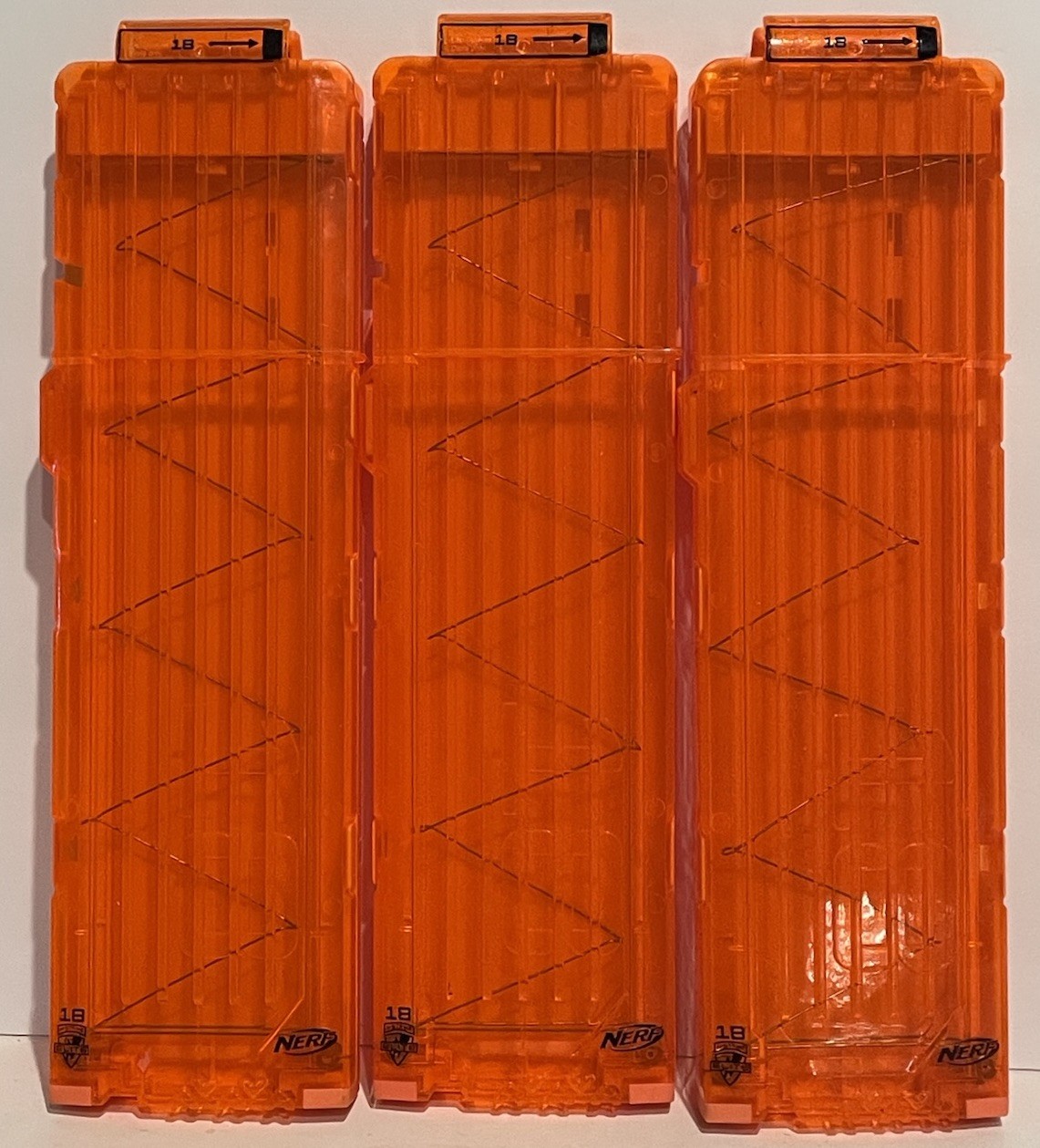 Lot of 3 NERF Max 18 Round Dart Gun Long Ammo Clip Magazines N-strike Cartridge