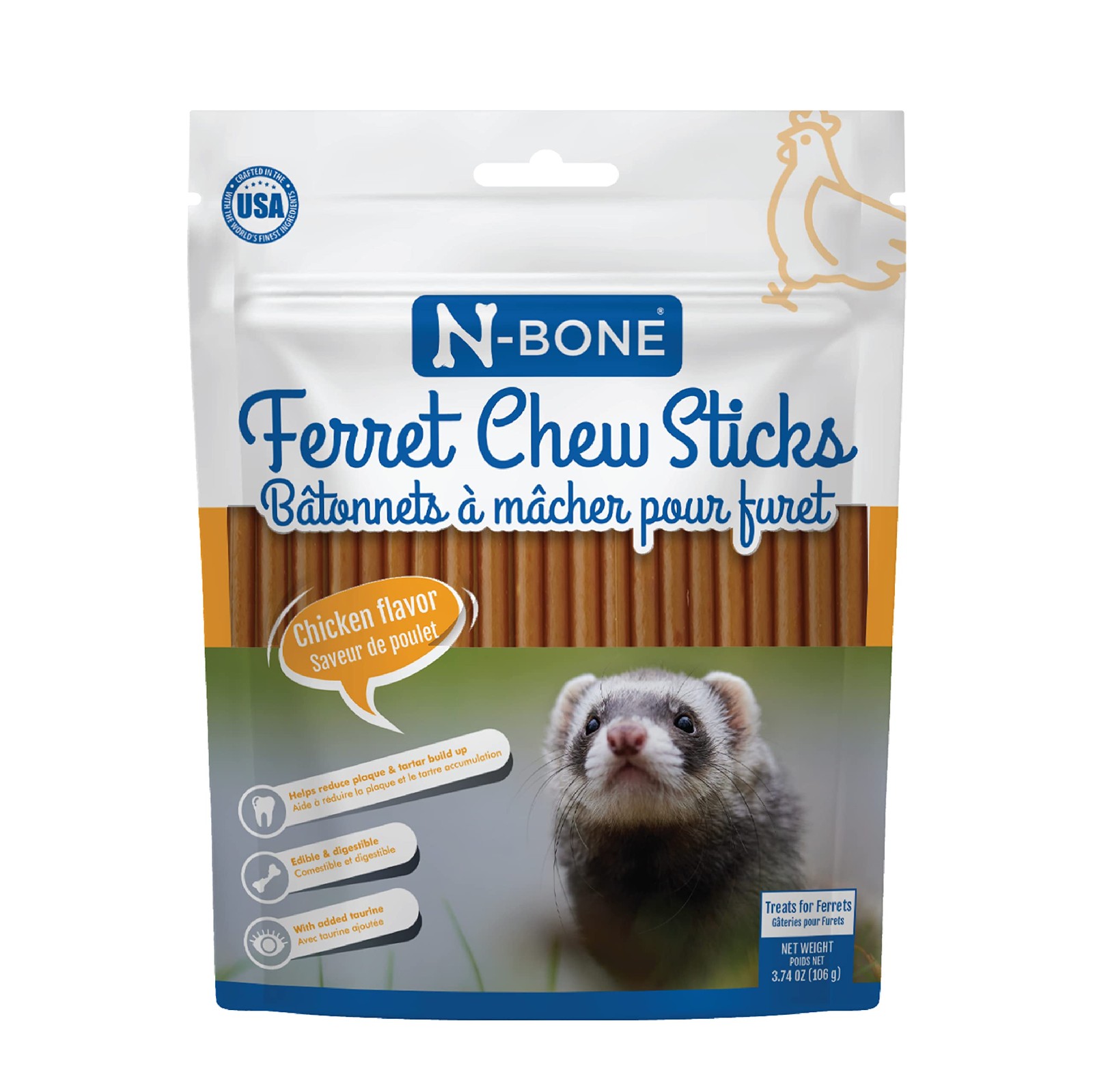 N-Bone Ferret Chew Sticks Chicken 3.74 Ounce (Pack of 1), Assorted Colors