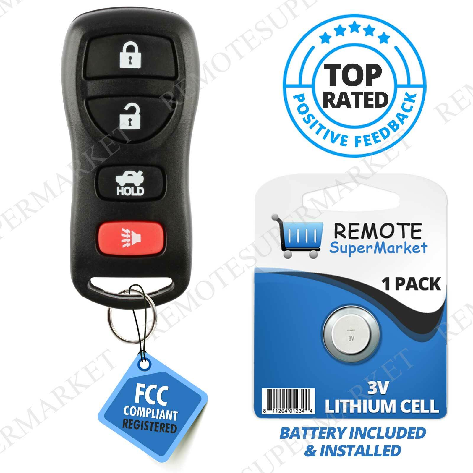 Replacement for Nissan 03-09 350Z 04-09 Quest 07-12 Sentra Remote Car Key Fob