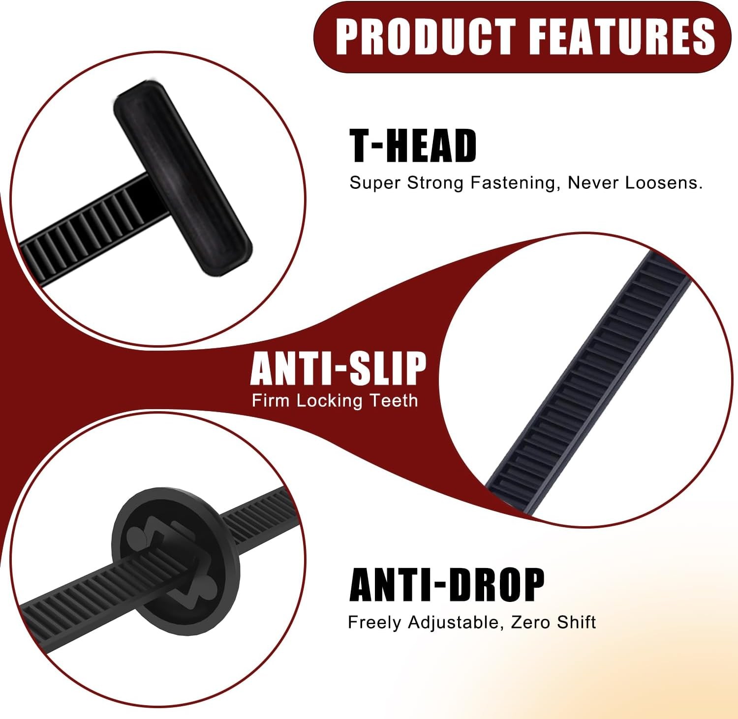 200PCS Nylon Cable Tie Buckle Zip Heavy Duty Self Locking Push Pin UV Resistant