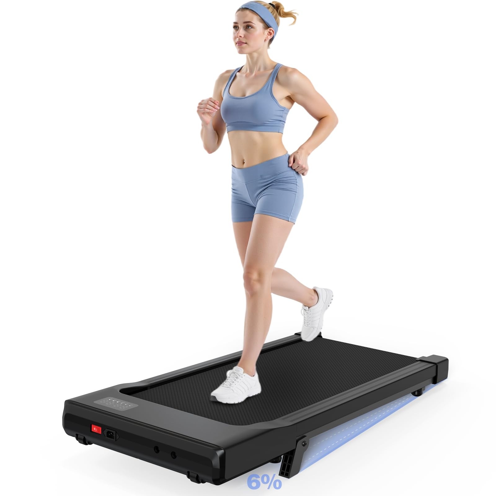 Walking Pad, 6% Walking Pad with Incline, No-Assembly Walking pad Treadmill w...