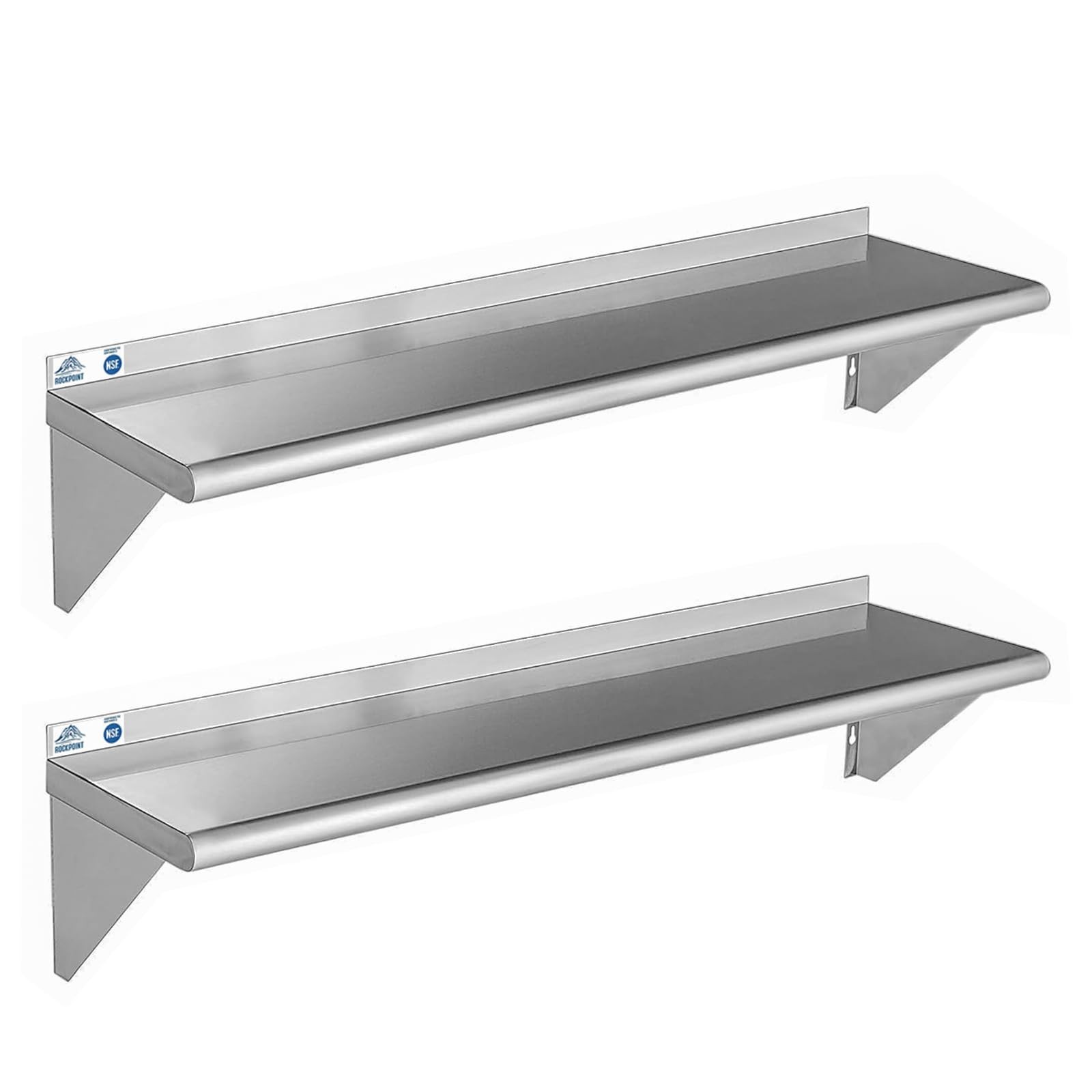 ROCKPOINT Stainless Steel Shelf 12 x 48 Inches 350lb, 2 Pack NSF Commercial W...
