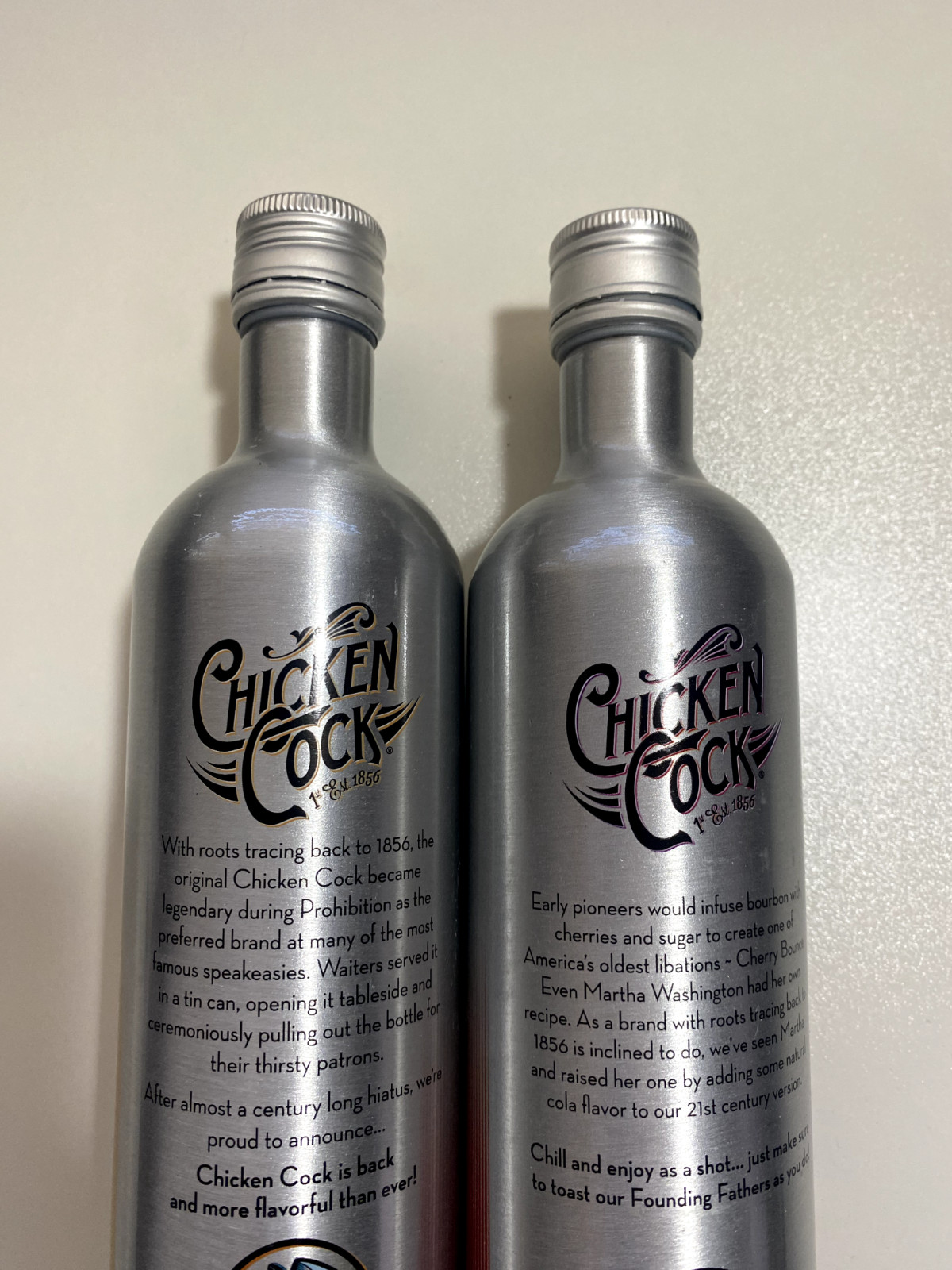 Chicken Cock Cherry Bounce & RootBeer Whiskey Chill Bottles Empty