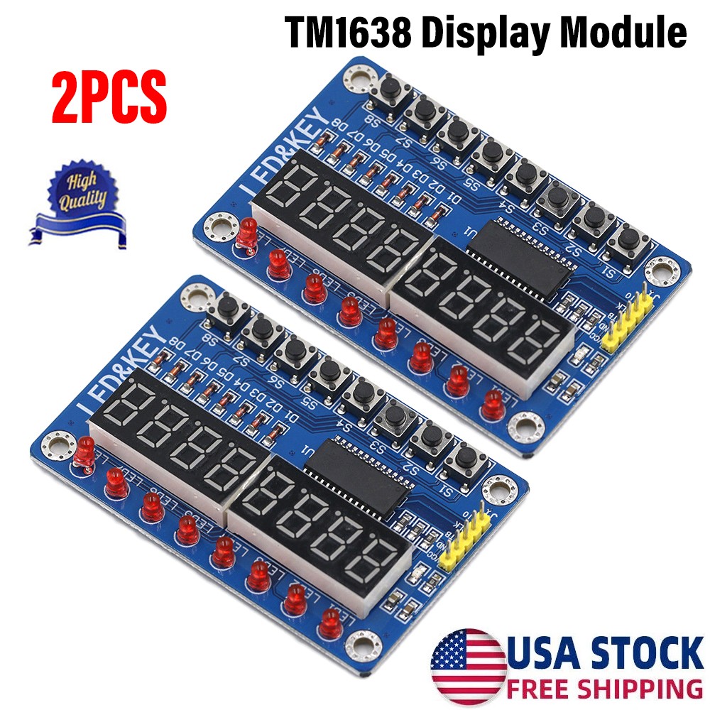 8-Bit LED Digital Tube 8 KeyS TM1638 Display module for AVR Arduino ARM 2PCS USA